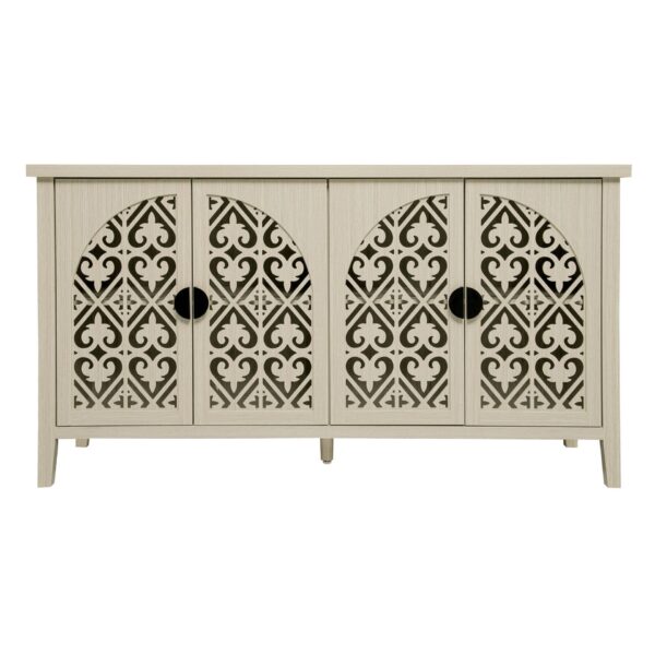 Hollowed Out Cabinet With 4 Doors, Suitable For Bedroom - Natural