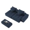 Modern Oversized Modular Sectional Sofa With 2 Chaise Lounge And 2 Armrest, Sparkling Chenille Fabric Soft Cushion Sofa With 4 Pillows, 4 Pieces Diy Combination Tufted Sofa, No Assembly Required - Blue - Image 19