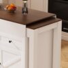 Modern Kitchen Island With Extendable Dining Table & Power Outlet - White - Image 10