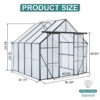 Double Door Polycarbonate Greenhouse Raised Base And Anchor Aluminum Heavy Duty Walk In Greenhouses For Outdoor Backyard In All Season - Black - Image 3