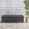 Glouster - Contemporary Storage Ottoman With Button Tufted Diamond Stitching - Dark Gray - Image 4