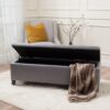Contemporary Storage Ottoman Bench With Polyester Upholstery - Gray - Image 3