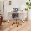 Office Desk Chair, Upholstered Home Office Desk Chairs With Adjustable Swivel Wheels, Ergonomic Office Chair For Living Room, Bedroom, Office, Vanity Study - Dark Gray - Image 17