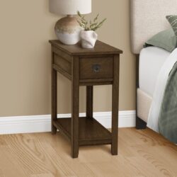 Accent End Table, Narrow, Storage Drawer, Transitional - Espresso