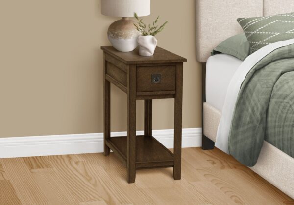 Accent End Table, Narrow, Storage Drawer, Transitional - Espresso