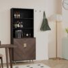 Accent Storage Cabinet With Doors, Bar Cabinet Buffet Cabinet With Storage For Living Room, Hallway, Kitchen - Brown / Light Gray - Image 4