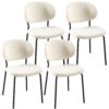 Boucle Dining Chairs, Modern Dining Room Chairs With Black Metal Legs, Armless Kitchen Chair For Dining Room, Living Room (Set of 4) - Beige - Image 10