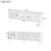 TV Stand With Vertical Slatted Doors And Sliding Panels, Solid Wood Legs - Brown - Image 3