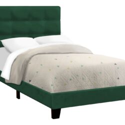 Twin Size Bed, Upholstered, Frame Only, Transitional - Green