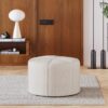 Contemporary Ottoman With Tonal Piping And Button Tuft Design - Beige - Image 2