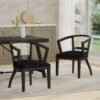 Elegant Dining Chair (Set of 2) With Cane Web Backrests And Velvet Upholstery - Black - Image 2