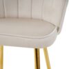 Elegant Shell Shape Off White Velvet Bar Chair Plated Metal Legs For Coffee Shops And Restaurants (Set of 2) - Gold - Image 7