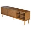 TV Stand With Vertical Slatted Doors And Sliding Panels, Solid Wood Legs - Brown - Image 8
