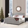 Marcella - King Upholstered Shelter Headboard Bed Set - Silver Gray - Image 9