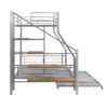 Twin Over Full Size Metal Bunk Bed With Trundle And Storage Staircase - Silver - Image 13
