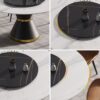 59.05" Modern Artificial Stone Round Carbon Steel Base Dining Table, Black Artificial Stone Turntable - White / Black - Image 7