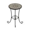 Ceramic Tile And Iron Patio Side Table With Shelf - Brown / Black - Image 5