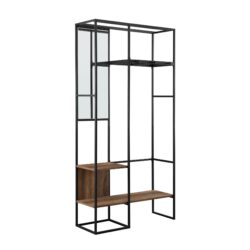 Modern Hall Tree With Hanging Storage - Rustic Oak