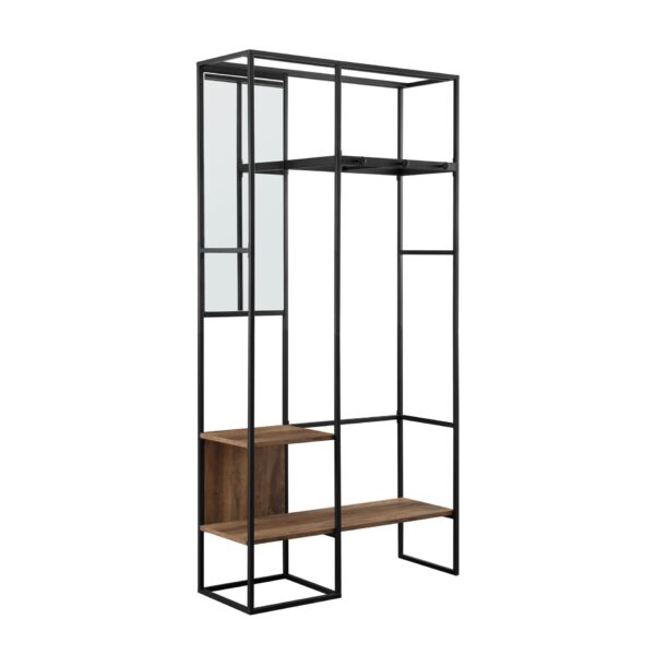 Modern Hall Tree With Hanging Storage - Rustic Oak