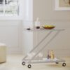 Modern Z Shaped Bar Cart With Tempered Glass Shelves - Silver - Image 2