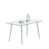 Thick Tempered Glass Top Dining Table & Stainless Steel Legs - Silver - Image 4