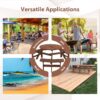 6 Person Circular Outdoor Wooden Picnic Table For Patio, Backyard, Garden, Diy With 3 Built-In Benches, 1720Lb Capacity - Brown - Image 5