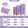 5 Piece Set (20"24"28 +A Travel Bag And A Toiletry Bag), Hard Case Spinner Wheels Luggage Sets With Tsa Lock Carry On Suitcase Luggage Durable Suitcase - Lilac - Image 3