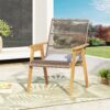 Acacia Wood Cape Woven Wicker Large Lounge Chair With Pillow For Patio, Deck, Yard, Lawn And Garden Seating Wicker (Set of 2) - Teak - Image 9
