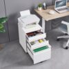 Modern 3 Drawer Mobile Filing Cabinet With Lock, Metal Office Storage, Legal / Letter Size - White - Image 5