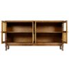 Retro 4 Door Sideboard With Large Storage Space, Artificial Rattan Doors - Transparent Glass - Antique Brown - Image 7