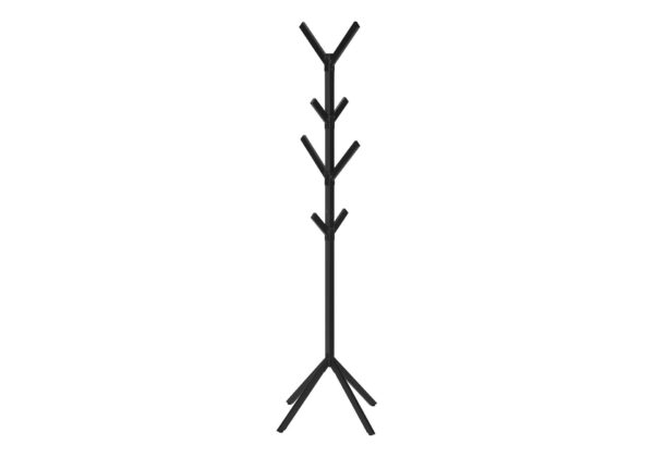 Free Standing Coat Rack 8 Hooks For Entryway - Black