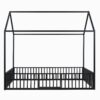 Full Size Metal House Bed With Fence And Door - Black - Image 16