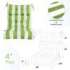 2 Piece High Back Chair Cushion Set, Tufted Patio Or Rocking Chair Cushions For Garden Or Porch - Kiwi / White - Image 3