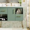 Bathroom Vanity With Resin Sink Combo Set, Modern Freestanding Single Bathroom Cabinet With 2 Drawers & 2 Storage Compartments, Storage Cabinet For Bathroom, Frame Vanity Set - Green - Image 22