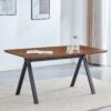 Herringbone Pattern Dining Table A Perfect Match For Modern Minimalist And Industrial Home Styles - Walnut - Image 4