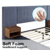 Upholstered Queen Size Bed Frame Of Velvet Tufted Headboard With Floating Nightstand LED / USB Built - Gray - Image 16
