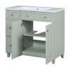 Bathroom Vanity, Transitional Style Bathroom Cabinet With Resin Sink, Single Bathroom Cabinet, With 2 Drawers And 1 Adjustable Storage Shelf, 2 Soft-Close Doors - Green - Image 11