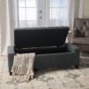 Contemporary Storage Ottoman With Tufted Top - Dark Gray - Image 6