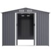 Outdoor Storage Shed 8 2 Ft Large Metal Tool Sheds Heavy Duty Storage House With Sliding Doors And Air Vent For Backyard Patio Lawn To Store Bikes Tools Lawnmowers - Gray - Image 8
