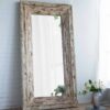 Full Length Rectangle Floor Mirror With Distressed Wood Frame - Brown - Image 8