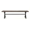 Modern Industrial Outdoor Aluminum Dining Bench With Steel Frame - Brown / Black - Image 2