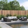 8 Person Outdoor Wicker Seating Set With Cushions - Brown / Gray - Image 2