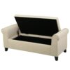 Glistening - Upholstered Storage Bench With Rolled Arms And Wood Legs - Beige - Image 5