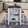 3 Pieces Counter Set Storage Space For Small Space Modern Farmhouse Design Retro Design Easy To Assembly - Antique Dark Oak / Antique White - Image 5