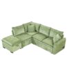 Convertible Sofa Bed Sectional Sofa Sleeper L-Shaped Sofa With A Storage Ottoman, Two Pillows, Two Power Sockets And Two USB Ports For Living Room - Green - Image 11