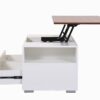 Luna - Coffee Table With Walnut Finish Lift Top, 2 Drawers, And 2 Shelves - White And Brown - Image 3