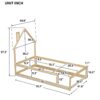 Twin Size Wood Bed With House Shaped Headboard Floor Bed With Fences - Natural - Image 8