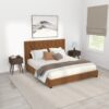 Donald - Mid-Century Modern Velvet Platform Bed King - Cognac - Image 13