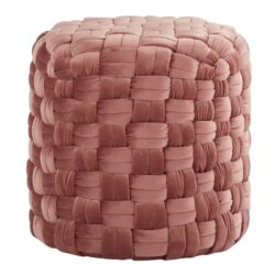 Braided - Round Ottoman - Blush Pink - Velvet
