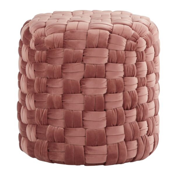 Braided - Round Ottoman - Blush Pink - Velvet